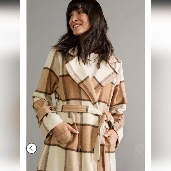 NWT Francesca’s Long Plaid Coat - Picture 5 of 5